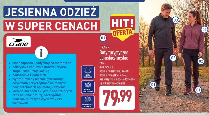 Buty turystyczne damskie/męskie Crane promocja w Aldi