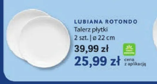 Talerz płytki 2-pak 22 cm Lubiana Rotondo promocja w Stokrotka