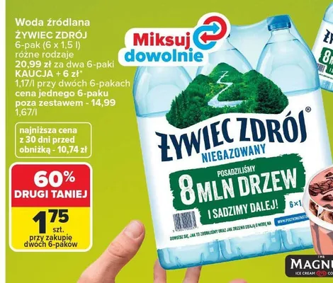 Woda źródlana Żywiec Zdrój niegazowana 6-pak 1,5 l promocja w Carrefour