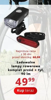 Lampki rowerowe ładowalne komplet przód + tył promocja w Poczta Polska