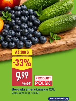 Borówki amerykańskie XXL polskie promocja w Aldi
