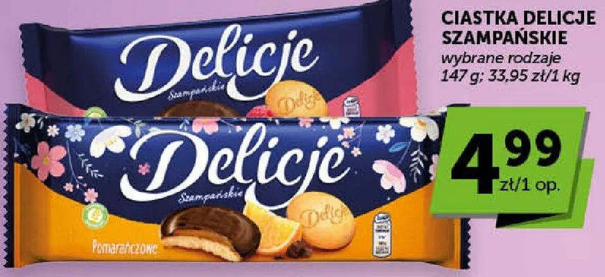 Ciastka Delicje Szampańskie pomarańczowe promocja w Euro Sklep