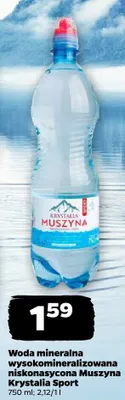 Woda mineralna wysokozmineralizowana niskonasycona Muszyna Krystalia Sport promocja w Netto