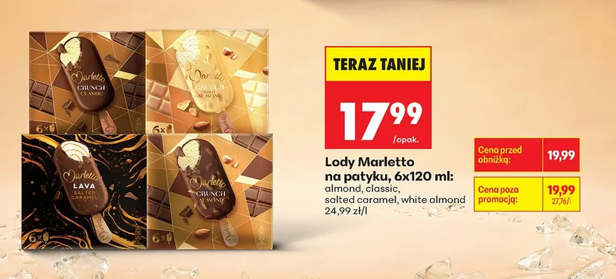 Lody Marletto na patyku almond promocja w Biedronka
