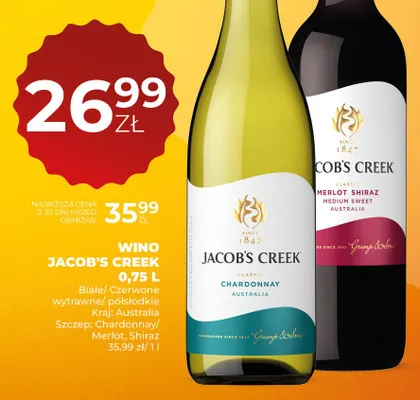 Wino białe wytrawne Jacob's Creek Classic Chardonnay promocja w Duży Ben