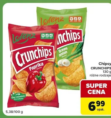 Chipsy Crunchips Lorenz Green Onion promocja w Carrefour Express