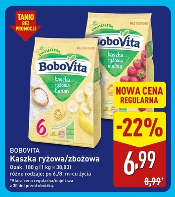 Kaszka ryżowa malina BoboVita promocja w Aldi