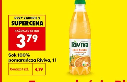 Sok 100% pomarańcza Riviva promocja w Biedronka