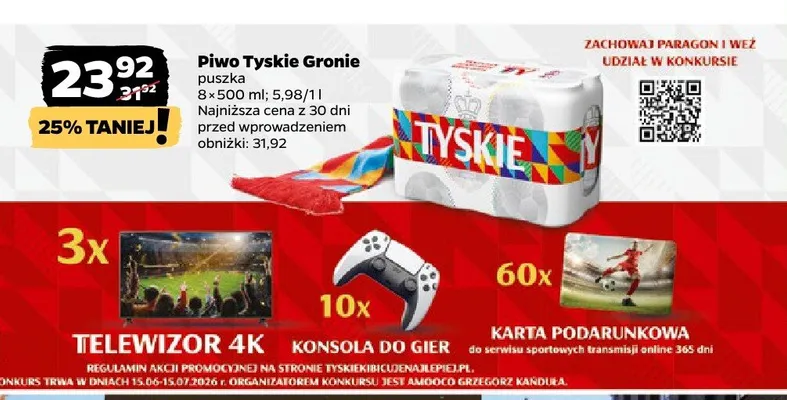 Piwo Tyskie Gronie 8-pak 500 ml promocja w Netto