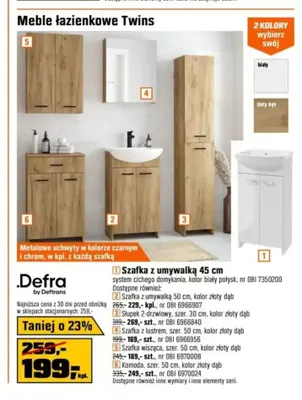 Szafka z lustrem szer. 50 cm Twins Defra promocja w OBI