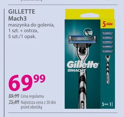 Maszynka do golenia GILLETTE Mach3 + ostrza 5 szt. promocja w Hebe