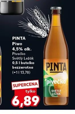 Piwo Browar Pinta Pivečko Světlý Ležák 4,5% alk. promocja w Kaufland