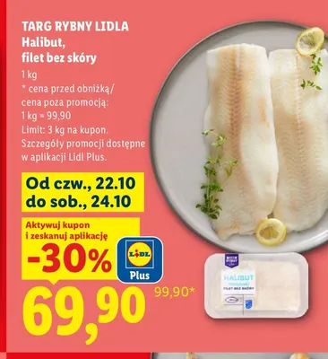 Halibut filet bez skóry Targ Rybny Lidla promocja w Lidl