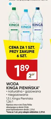 Woda mineralna niegazowana Kinga Pienińska promocja w Chata Polska