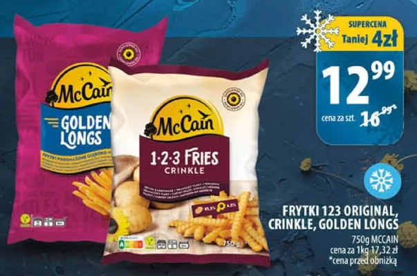 Frytki 123 Original, Crinkle, Golden Longs promocja w Arhelan