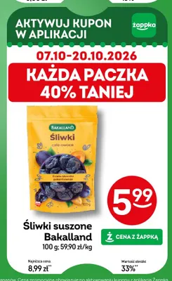 Śliwki suszone Bakalland promocja w Żabka
