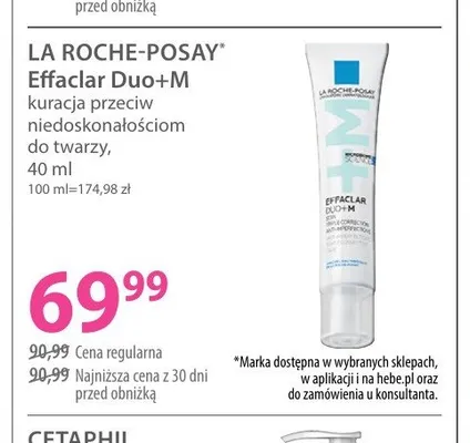 Kuracja przeciw niedoskonałościom do twarzy LA ROCHE-POSAY Effaclar Duo+M promocja w Hebe