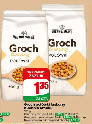 Groch połówki łuskany Kuchnia Smaku promocja w Dino