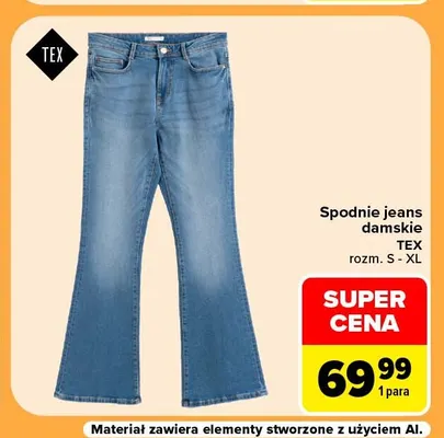 Spodnie jeans damskie TEX promocja w Carrefour