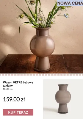 Wazon Vetre beżowy szklany 18x30 cm promocja w Homla