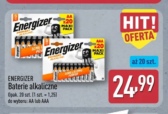 Baterie alkaliczne Aa Energizer promocja w Aldi