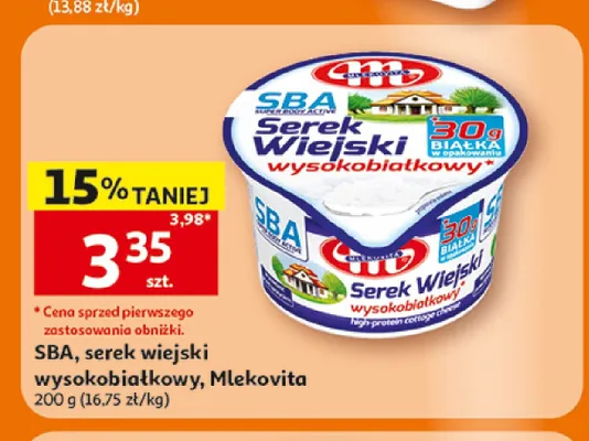 Serek wiejski wysokobiałkowy SBA Mlekovita promocja w Auchan