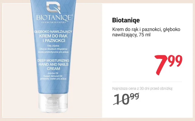 Krem do rąk i paznokci Biotaniqe głęboko nawilżający promocja w Rossmann