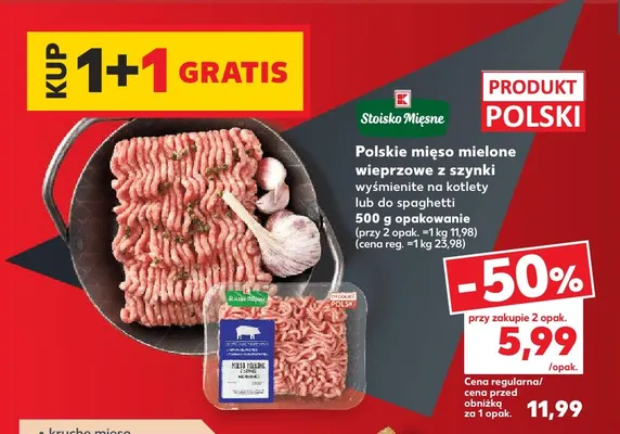 Polskie mięso mielone wieprzowe z szynki Stoisko Mięsne promocja w Kaufland