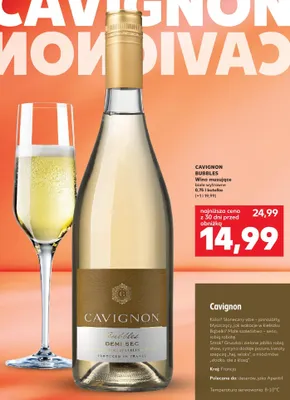 Wino musujące białe wytrawne Cavignon Bubbles Demi Sec promocja w Kaufland