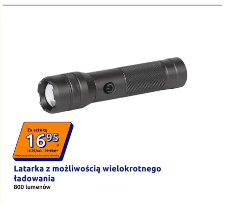 Latarka z możliwością wielokrotnego ładowania 800 lumenów promocja w Action