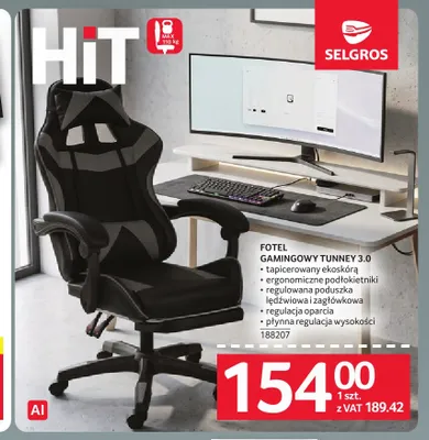 Fotel gamingowy Tunney 3,0 promocja w Selgros