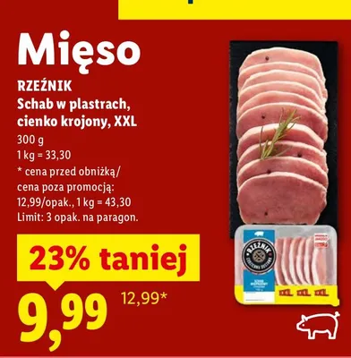 Schab w plastrach, cienko krojony promocja w Lidl
