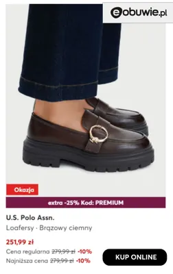 Loafersy brązowy ciemny U.S. Polo Assn. promocja w eobuwie.pl