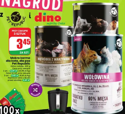 Mokra karma dla psa Pet Republic wątróbka z warzywami promocja w Dino