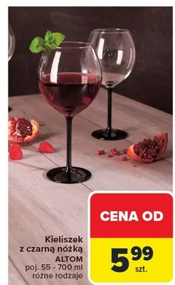 Kieliszek z czarną nóżką ALTOM poj. 55-700 ml różne rodzaje promocja w Carrefour