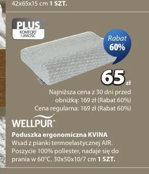 Poduszka ergonomiczna WELLPUR KVINA 30x50x10/7cm promocja w Jysk