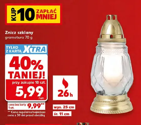 Znicz szklany 80 g 28 h promocja w Kaufland
