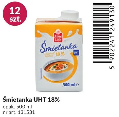 Śmietanka UHT 18% promocja w Makro
