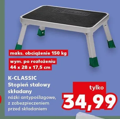 Stopień stalowy składany K-CLASSIC maks. obciążenie 150kg wym. po rozłożeniu 44x28x17,5cm promocja w Kaufland