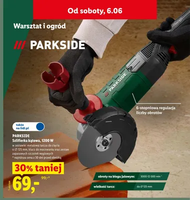 Szlifierka kątowa PARKSIDE 1200W promocja w Lidl