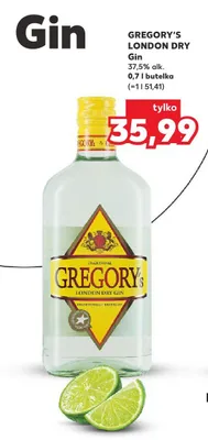 Gin Gregory's London Dry 37,5% promocja w Kaufland