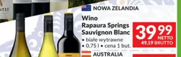 Wino Rapaura Springs Sauvignon Blanc białe wytrawne promocja w Makro
