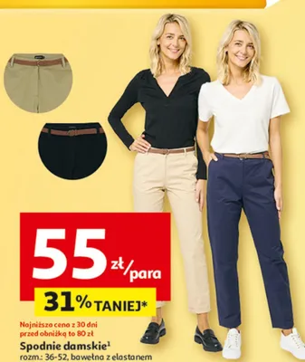 Spodnie damskie bawełna z elastanem promocja w Auchan