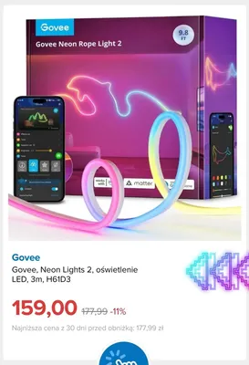 Oświetlenie LED Govee Neon Lights 2 3 m H61D3 promocja w Smyk