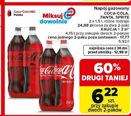 Napój gazowany Coca-Cola, Fanta, Sprite promocja w Carrefour