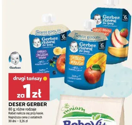 Deser Gerber Natural for Baby jabłko jagoda promocja w Stokrotka