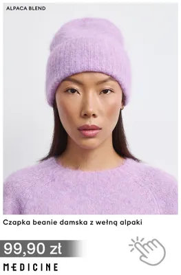 Czapka beanie damska z wełną alpaki Medicine promocja w Medicine