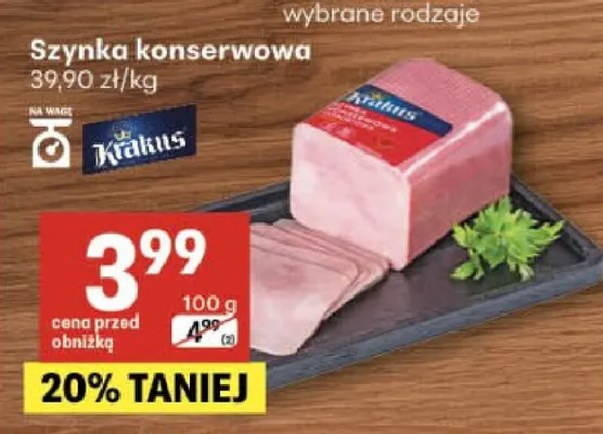 Szynka konserwowa Krakus promocja w Delikatesy Centrum