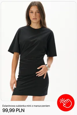 Sukienka dzianinowa mini z marszczeniem Cropp promocja w Cropp