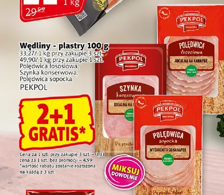Wędliny plastry polędwica łososiowa Pekpol promocja w Prim Market